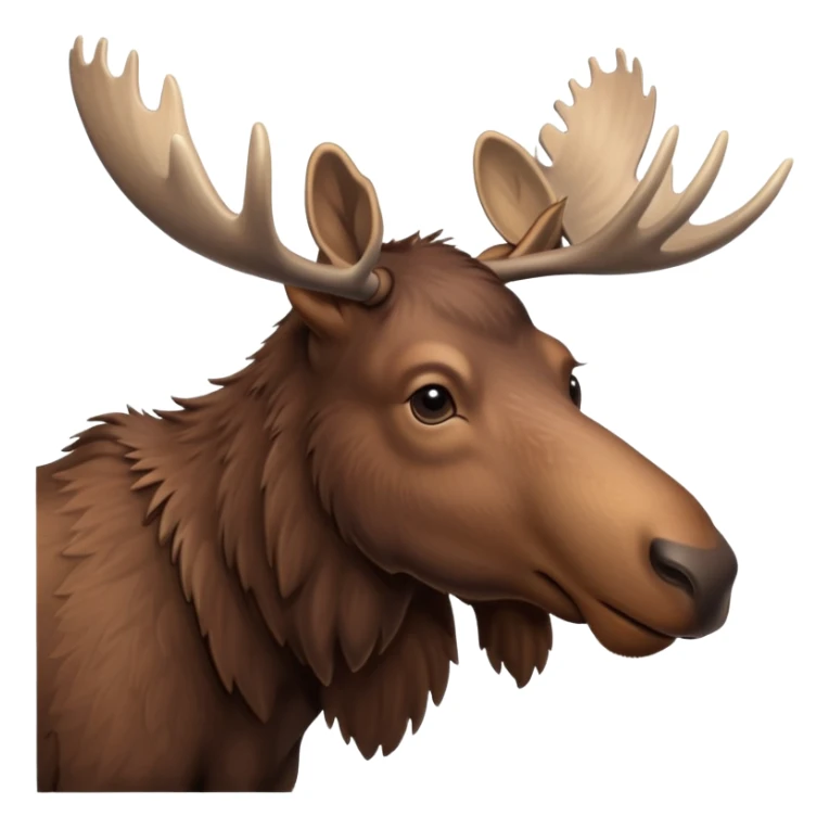 A high-resolution digital illustration of a young moose in a clean, semi-realistic style. The young moose is shown facing sideways head tilted  sticker