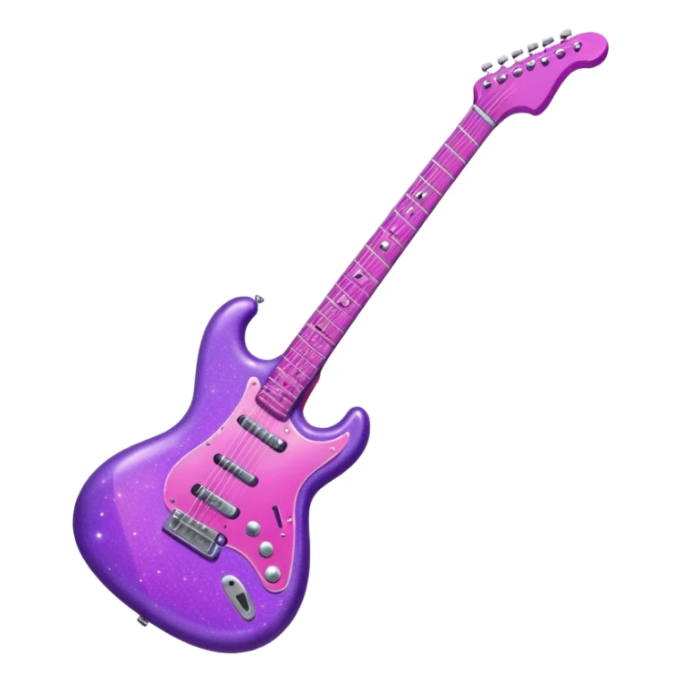 Guitarra eléctrica color morado con rosa con brillos sticker