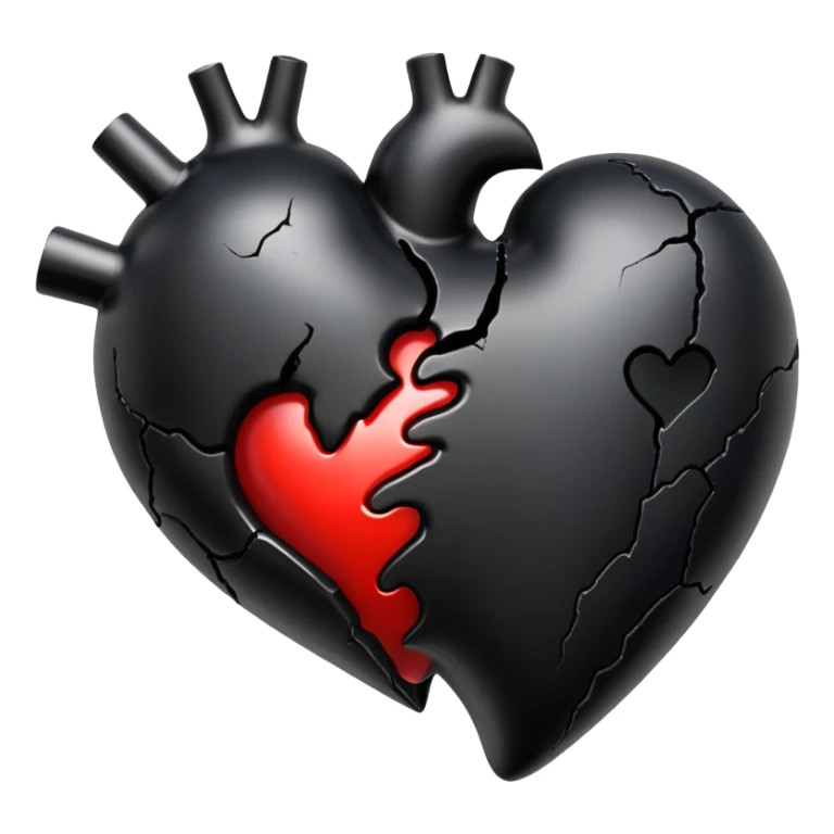 black broken heart oozing black goo from the bottom of the heart sticker
