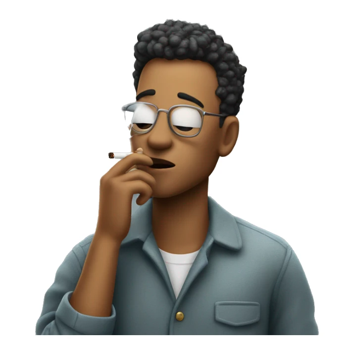 Person smoking a cigarette with smoke coming  sticker