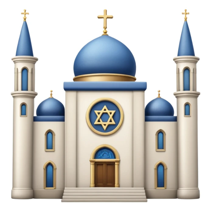 reform jewish synagogue similar in architecture to historical churches (pretty and magnificent), white in color, in ios emoji style sticker