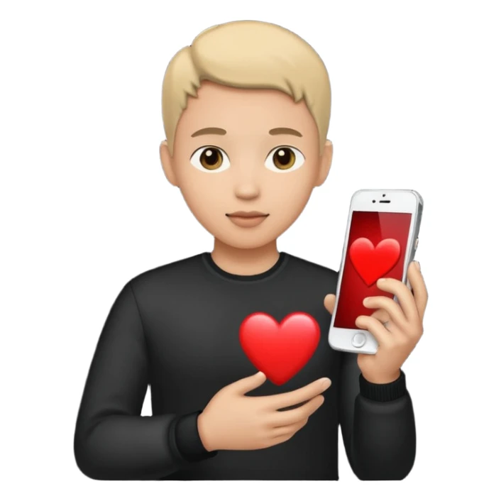 person silhouette holding a phone with a heart sticker