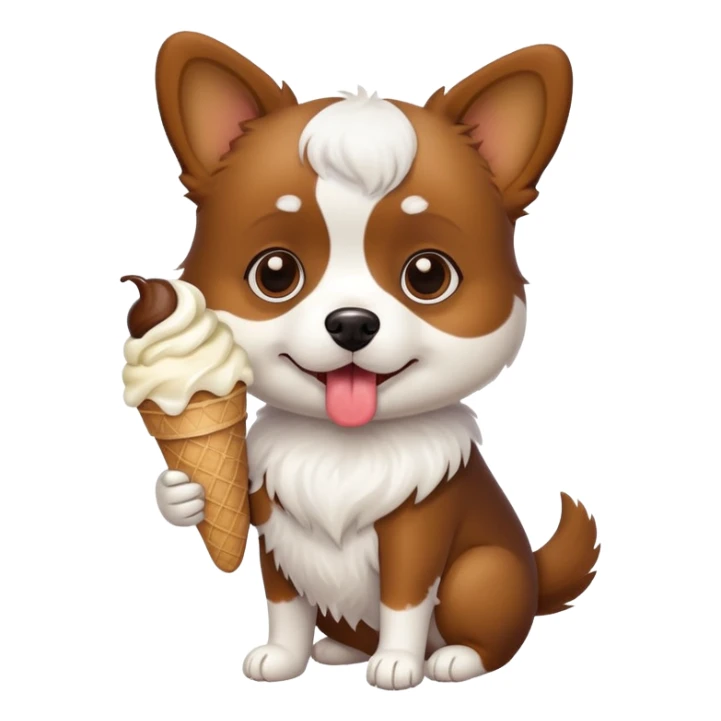 Little dog with ice cream  sticker