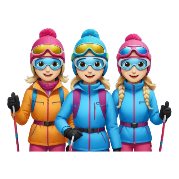 ski trip, group of friends skiing, snowy mountains sticker