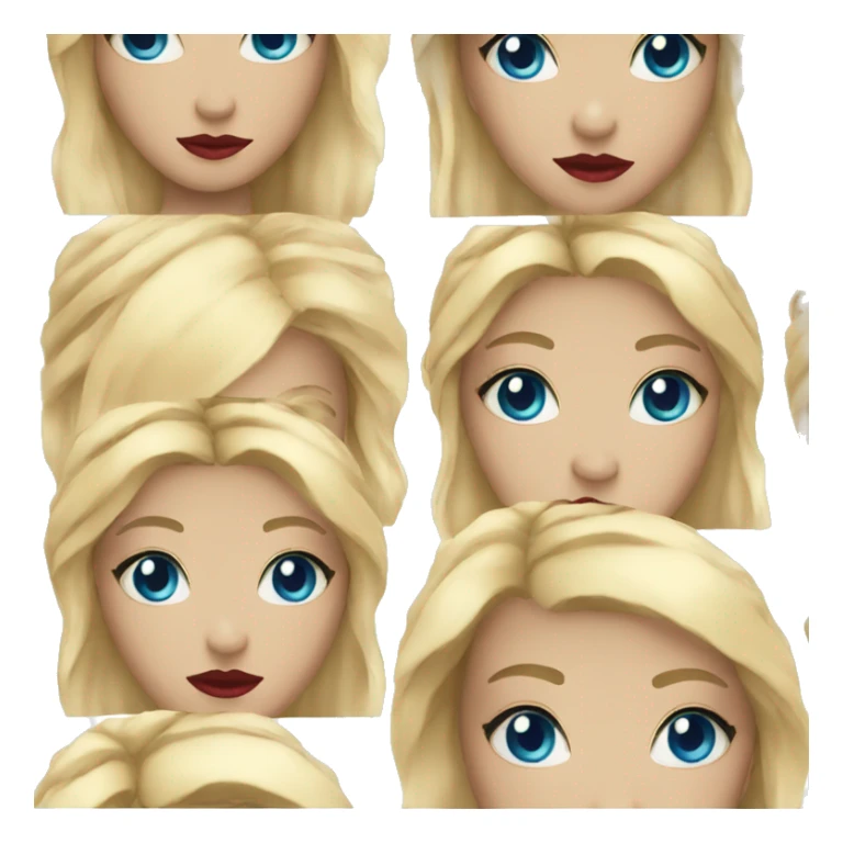 blonde girl blue eyes red lip  sticker
