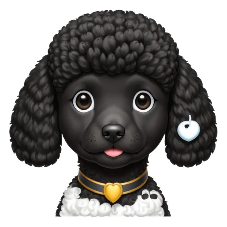 A high-resolution digital illustration of a black poodle in a clean, semi-realistic style. The poodle is shown from the chest up, facing sideways head tilted of the head to the left sticker