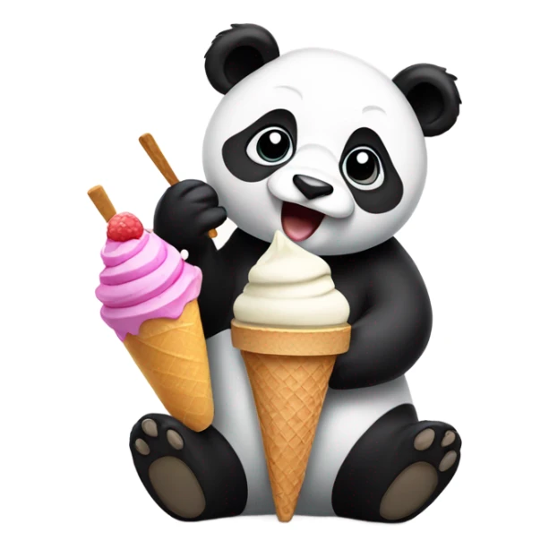 Panda eating ice cream sticker