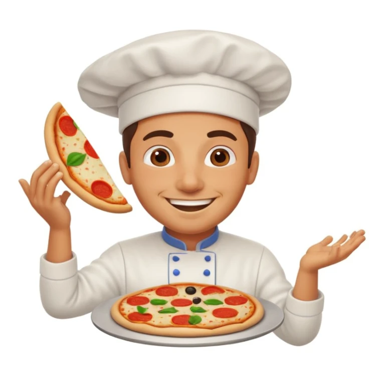 smiling Italian chef spinning pizza dough sticker