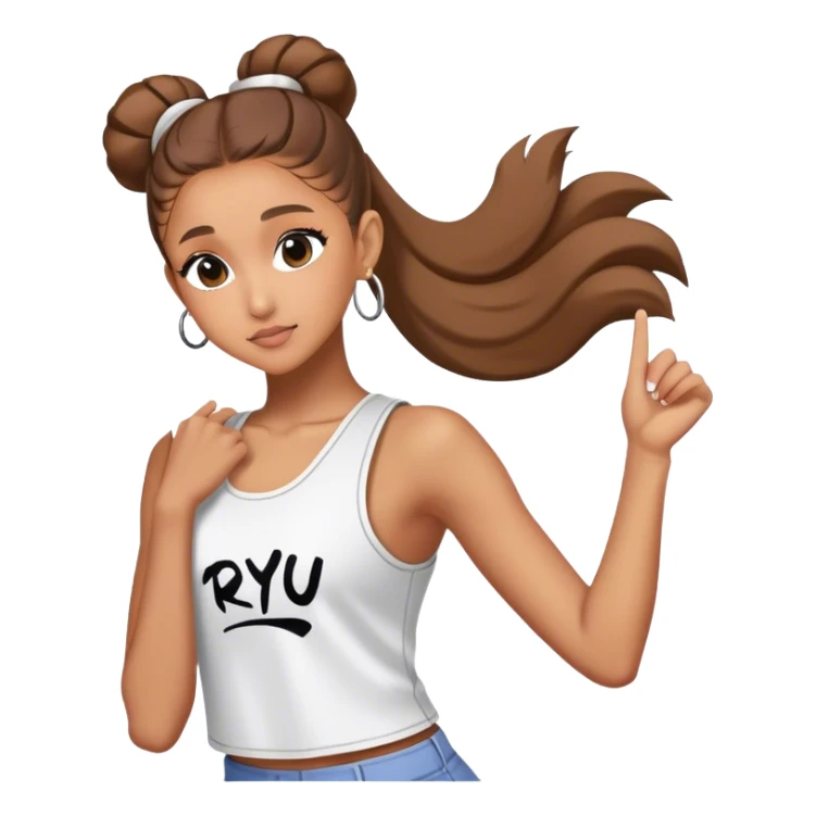 Ariana grande with "ryu" written on toptank sticker