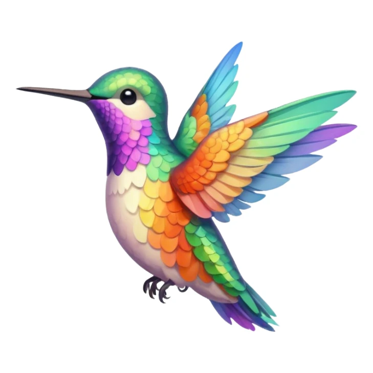 hummingbird emoji, soft pastel warm colors, friendly look sticker