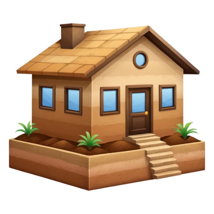 degraded rammed earth house with different soil colors sticker