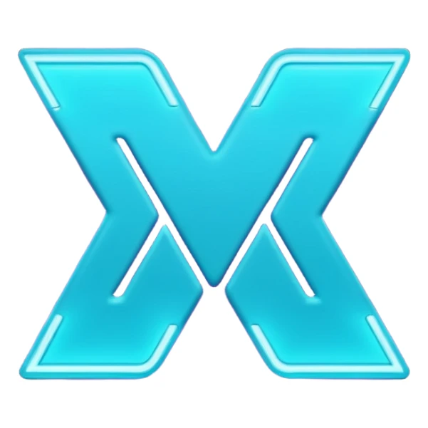 futuristic minimalistic emoji icon, letters "N" formed by three glowing digital lines representing Storm, Atom and NoizeGames, neon purple (#8B5CF6) and cyan (#00E0FF) on dark background, modern tech style, 1:1 aspect ratio sticker