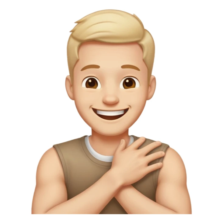 Arms crossed holding neck laughing guy  sticker