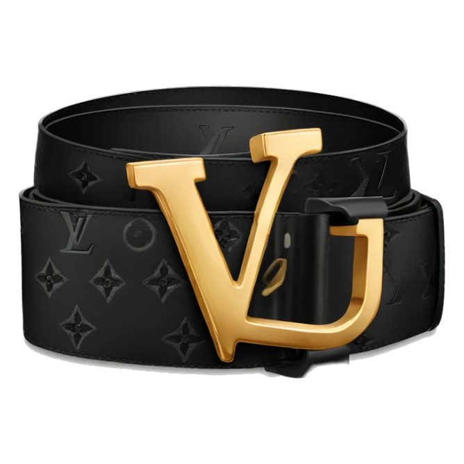 Luxury Black Louis hVuitton belt with Gold buckle sticker