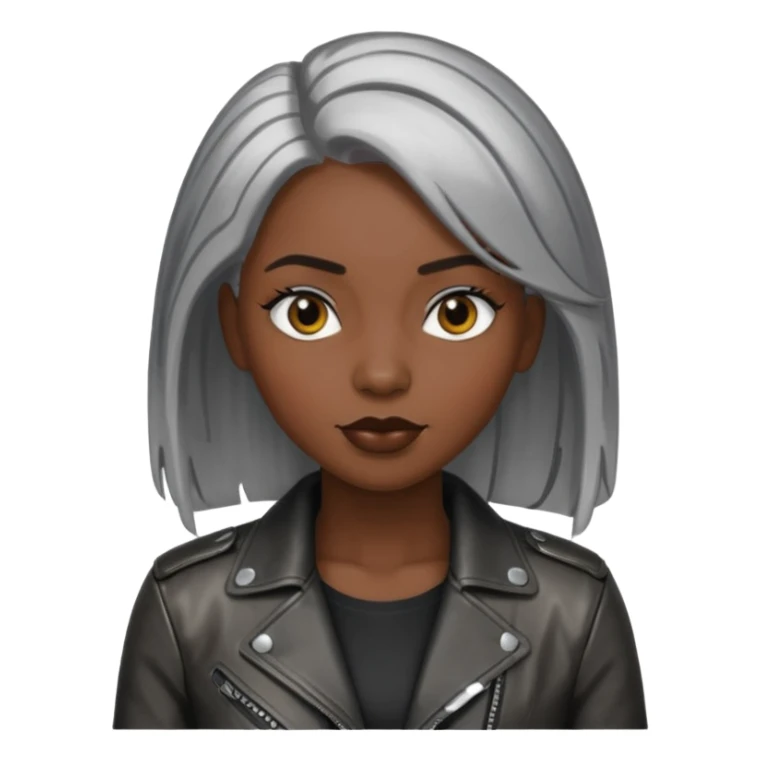 black woman with metalic hair lether jacket sticker