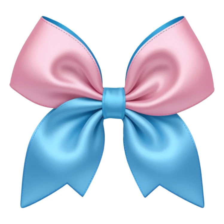 A half baby pink and half baby blue bow sticker
