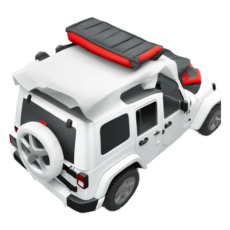 White Jeep Wrangler Rubicon with white roof and red accents  sticker