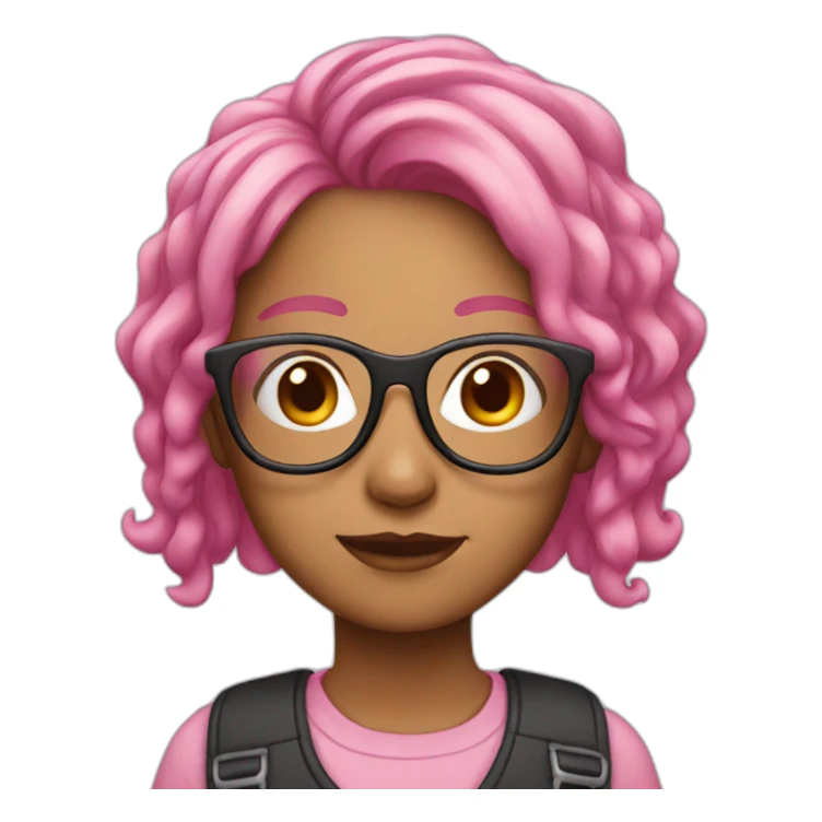 Girl wearing glasses and pink hair sticker