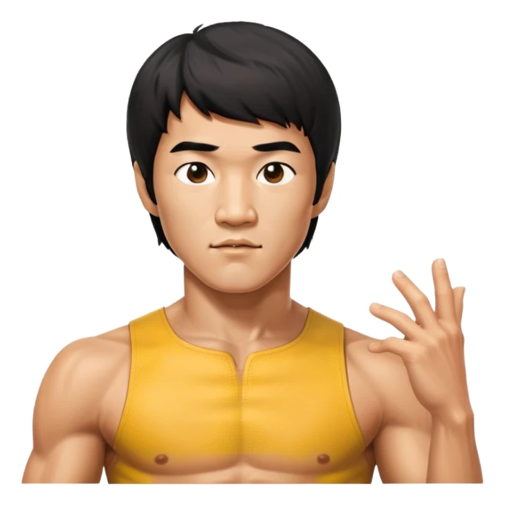Bruce Lee with accurate facial features, proper head structure, chest up portrait sticker