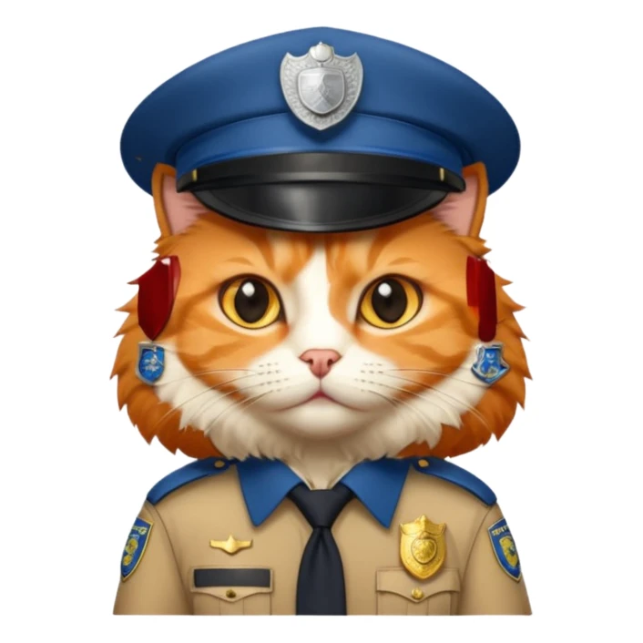 oranh fluffy cat - police officer sticker