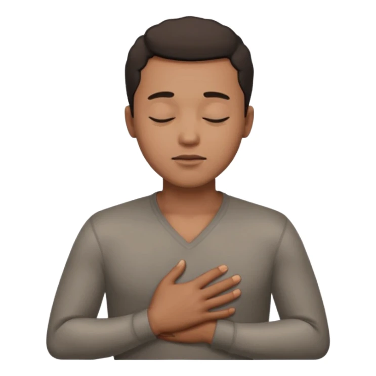 una mano en pecho ojos cerrados hombre multirracial sticker