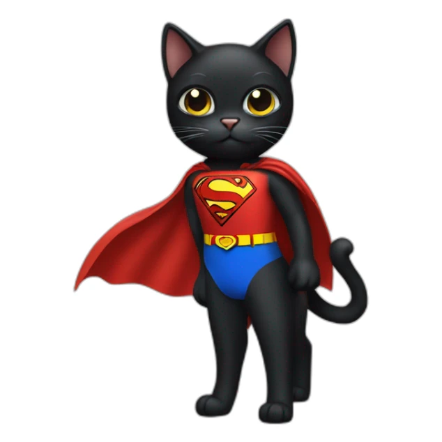 black cat wearing a superman costume sticker