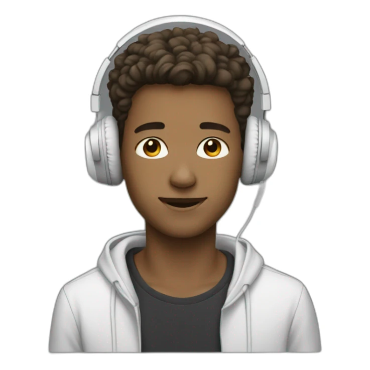 young guy white headphones sticker