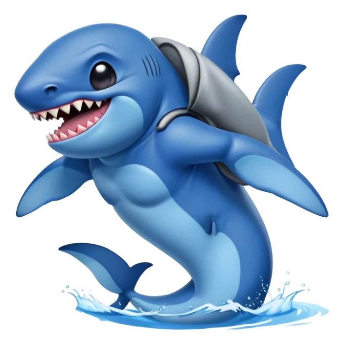 Disney's stitch, riding a great white shark  sticker