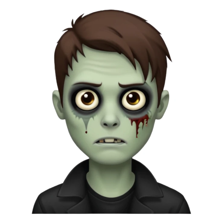 zombie, emo guy, with dark circles under his eyes and brown hair down to his cheekbones sticker