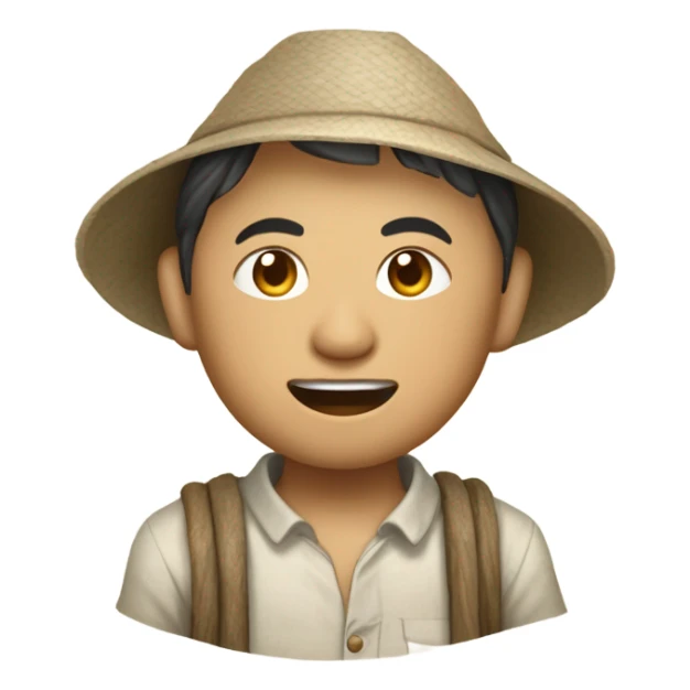 photorealistic Chinese peasant 1960s sticker