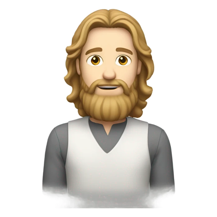 White man with shoulder length light brown hair and beard  sticker