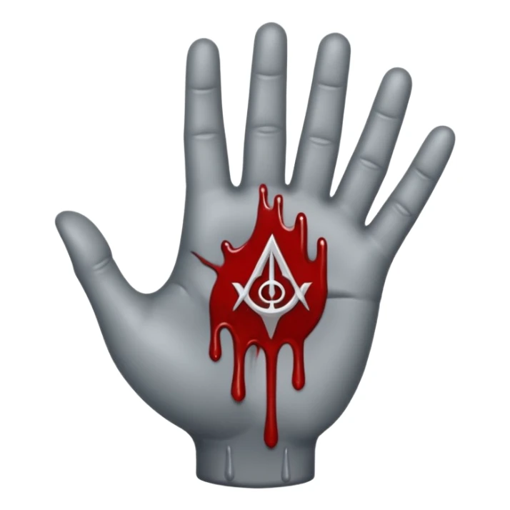 bloody grey hand with an occult symbol on the palm sticker