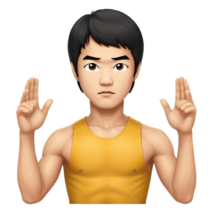 Bruce Lee martial arts legend with serious expression, chest up portrait sticker