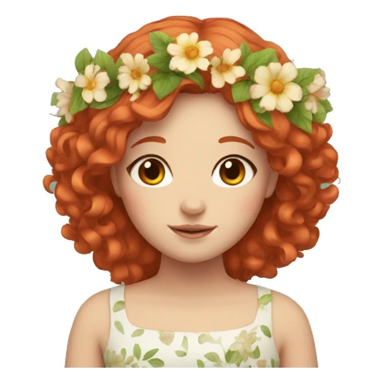 girl with red hair with floral wreath  sticker