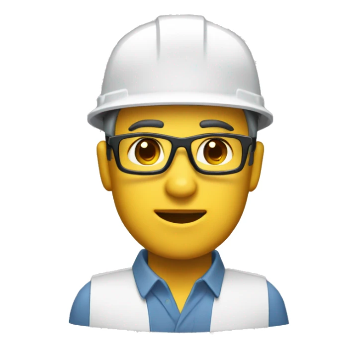 Ingeniero con cascos, lentes de seguridad, skin tone white sticker