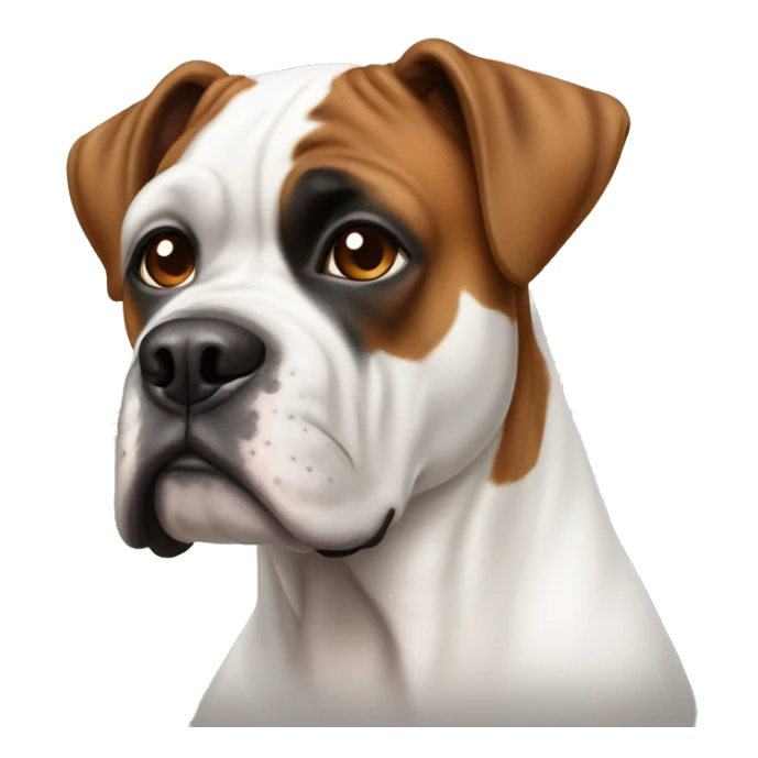 white boxer dog with a brown spot on right eye sticker