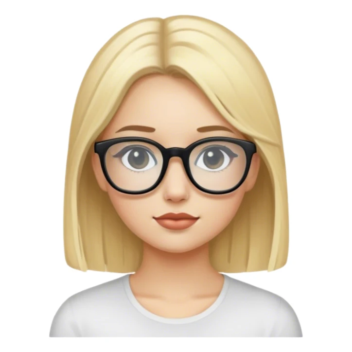 girl with blonde hair and black glasses sticker