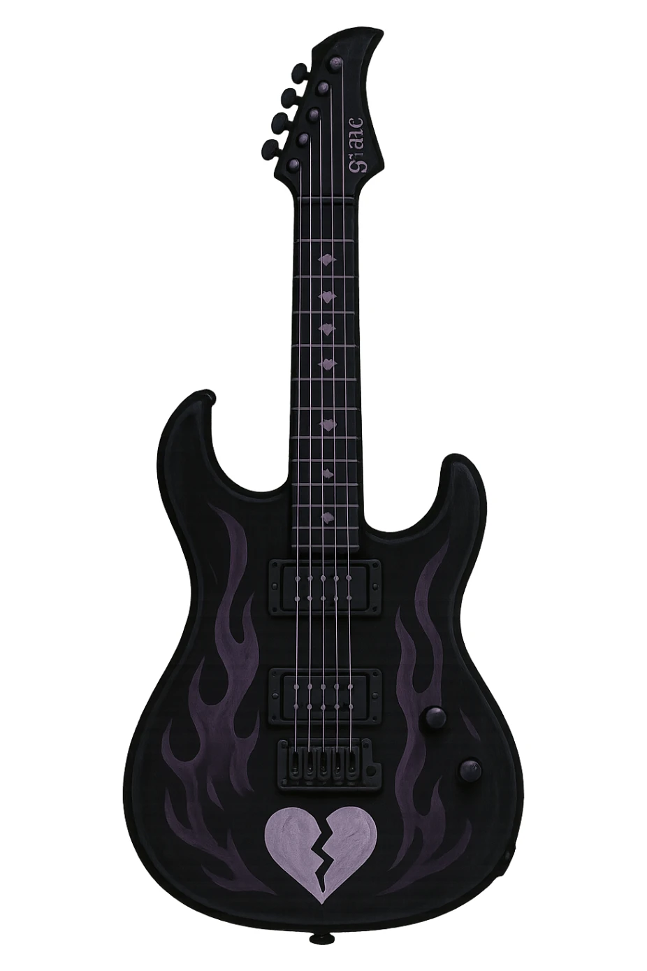 emo-style guitar, black and purple, moody sticker