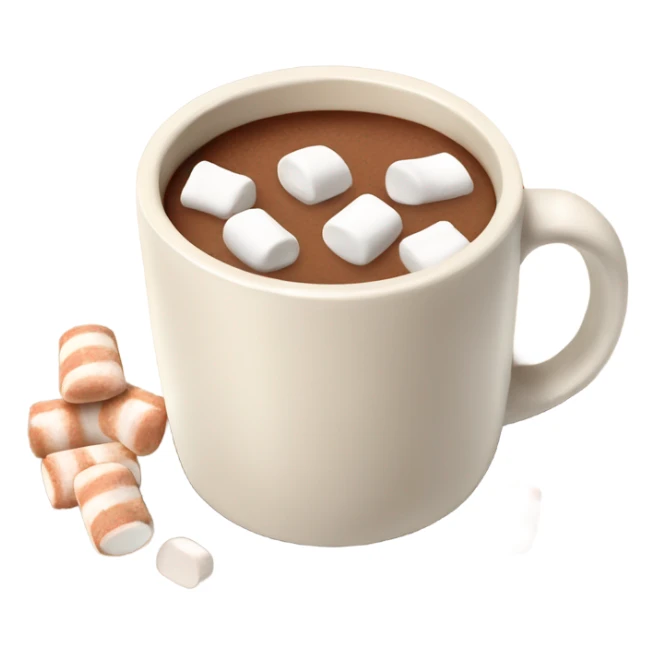 Light beige mug of hot chocolate with marshmallows  sticker