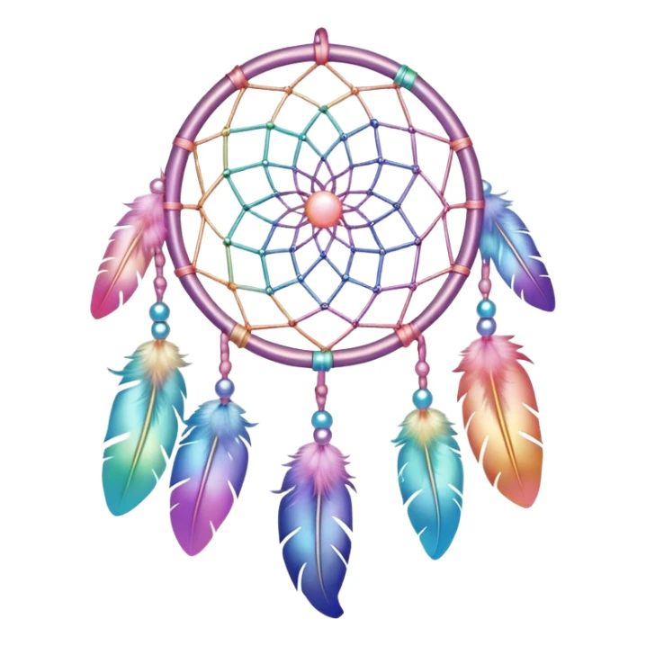 Iridescent pastel rainbow colorful transparent bright light luminescent dream-catcher  sticker