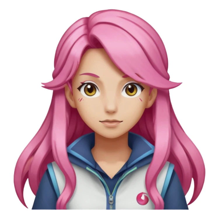 Female pokemon trainer with long pink hair  sticker