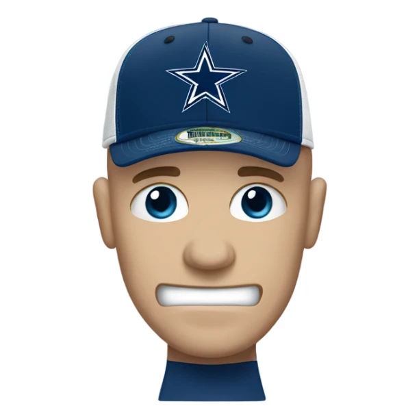 Bald white male holding dark blue Dallas Cowboys hat. He’s crying because he’s ashamed of being bald  sticker