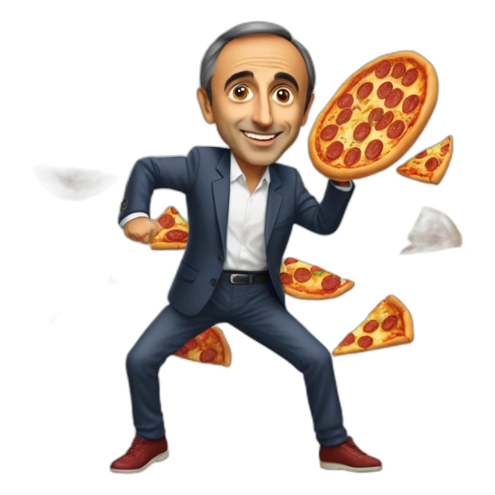 eric zemmour qui dance avec une pizza sticker