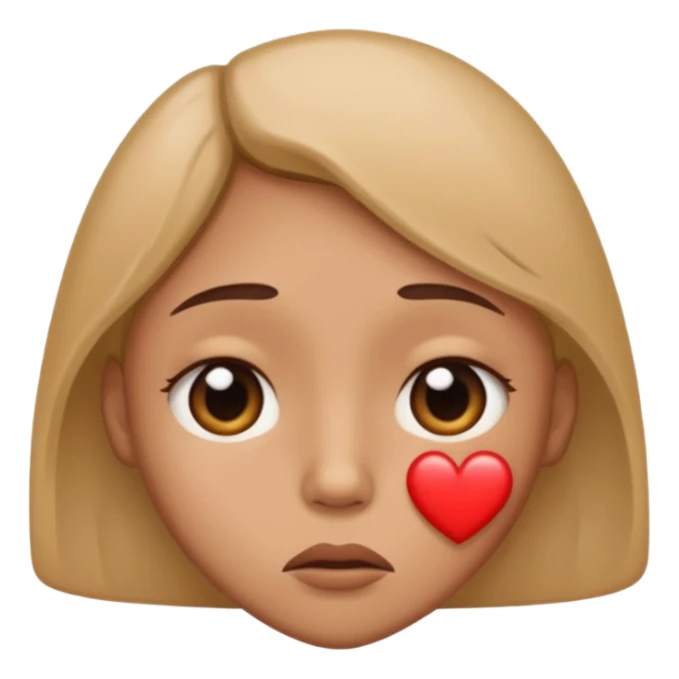 Face that has a heart but looks a bit sad whitout tears sticker