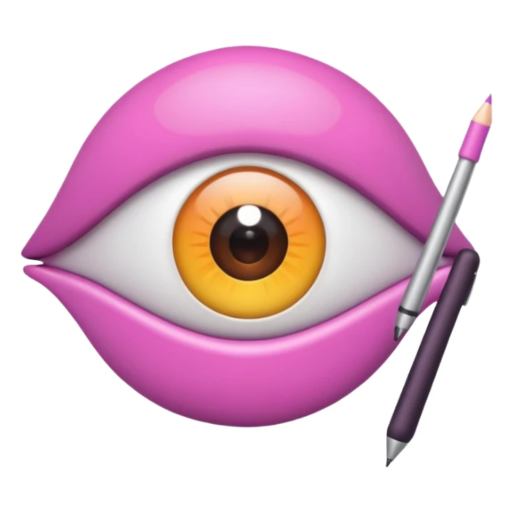 genera un emoji 3d en formato ios de un ojo con eyeliner rosa sticker
