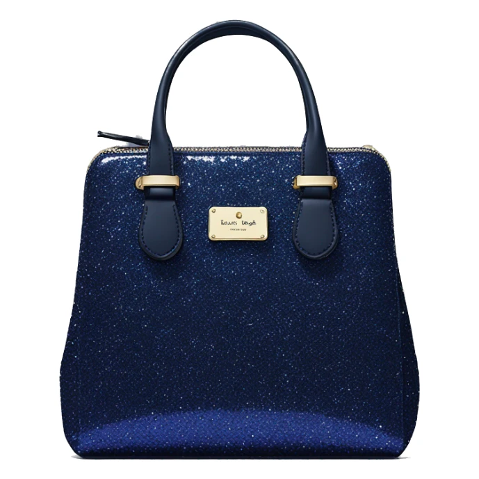 Realistic isolated navy blue glitter kate spade satchel purse.  sticker