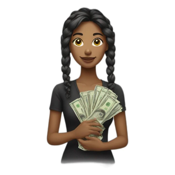 a girl with money bow sticker