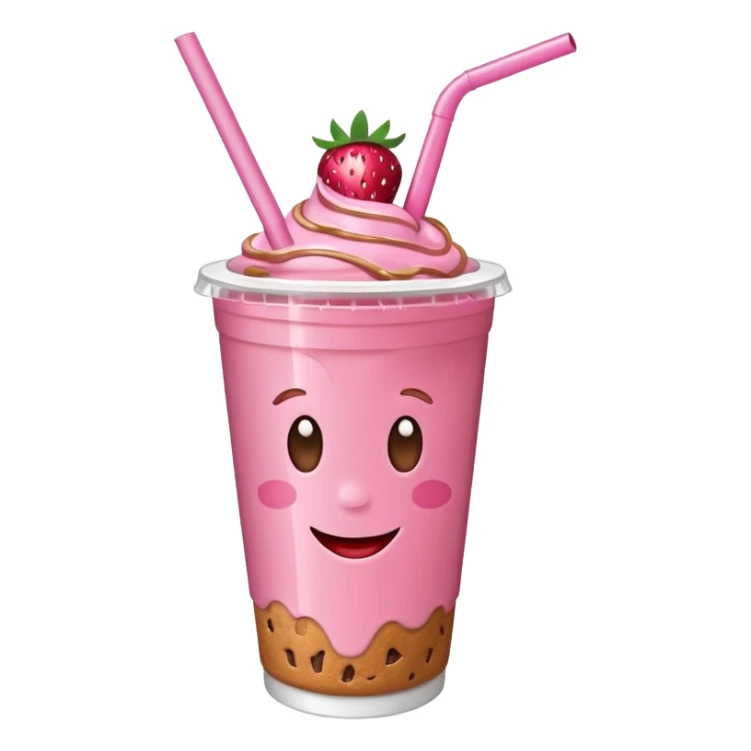 strawberry biscoff drink with lid and straw sticker