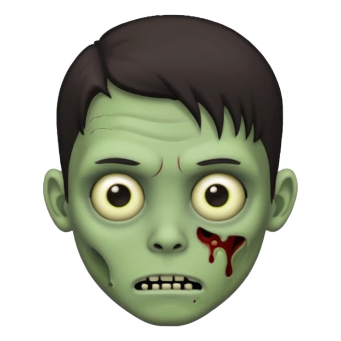light green zombie boy emoji with dark medium hair sticker