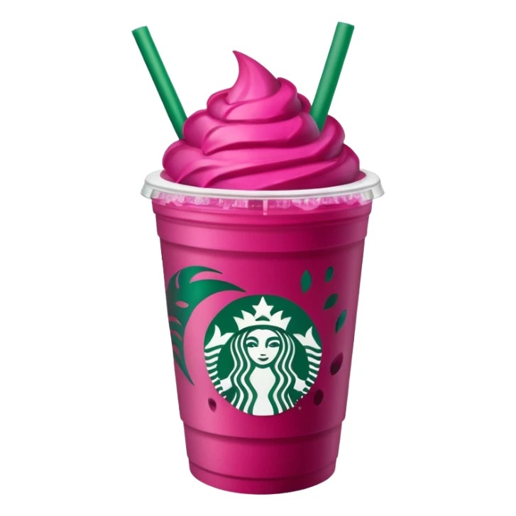Starbucks dark pink dragonfruit refresher. no swirl on top. starbucks logo. sticker